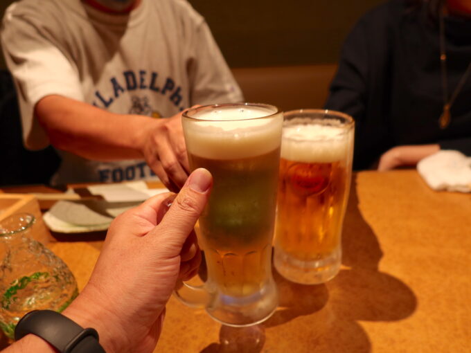 生ビールで乾杯！