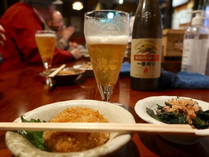 瓶ビールとお通し