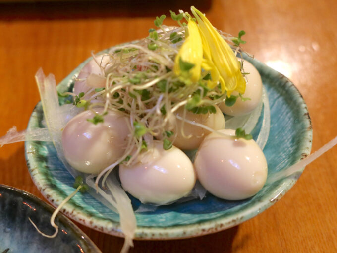 半熟うずらのお浸し(450円)