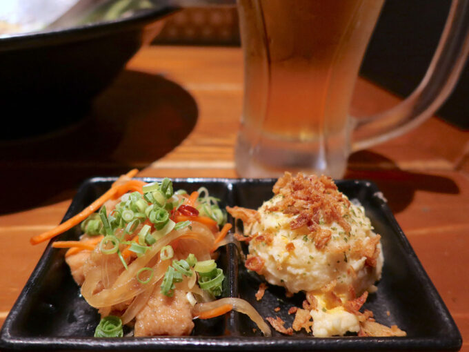 お通しは南蛮漬けとポテトサラダ